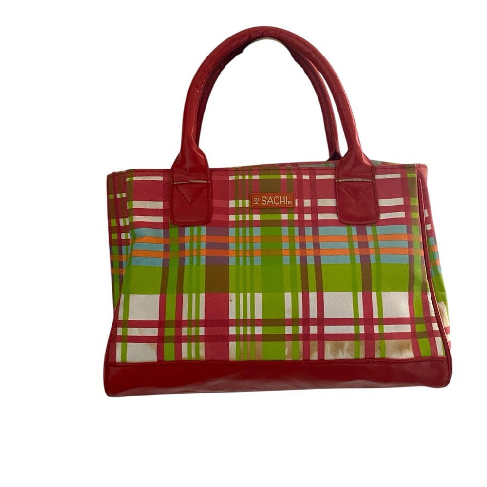 SACHI Red and Green Satchel